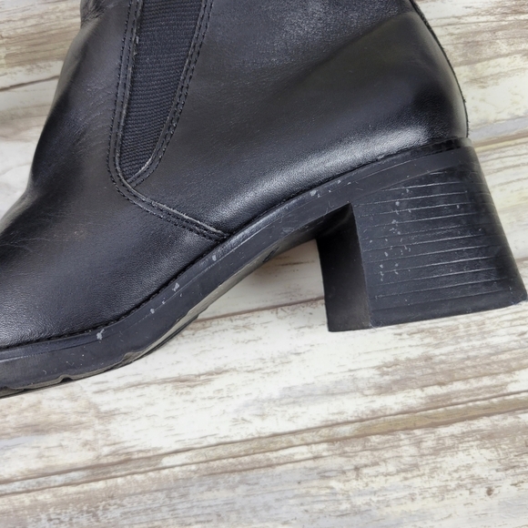 Croft & Barrow Marlon Black Leather Block Heel Chelsea Ankle Boots Womens Size 6 - Picture 5 of 10